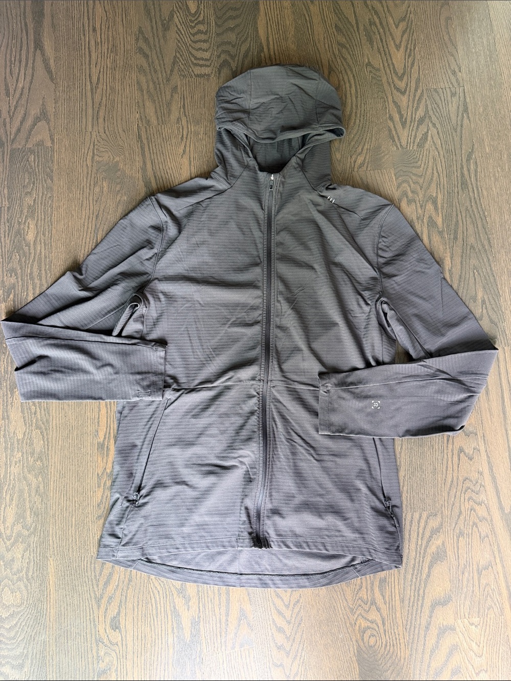 lululemon athletica Men's Dark Gray Hooded Zip Performance Jacket